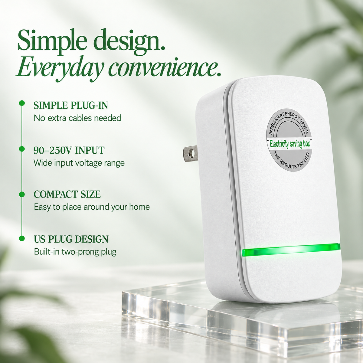 Energy Saver Plug-In Power Box 90–250V Input Range